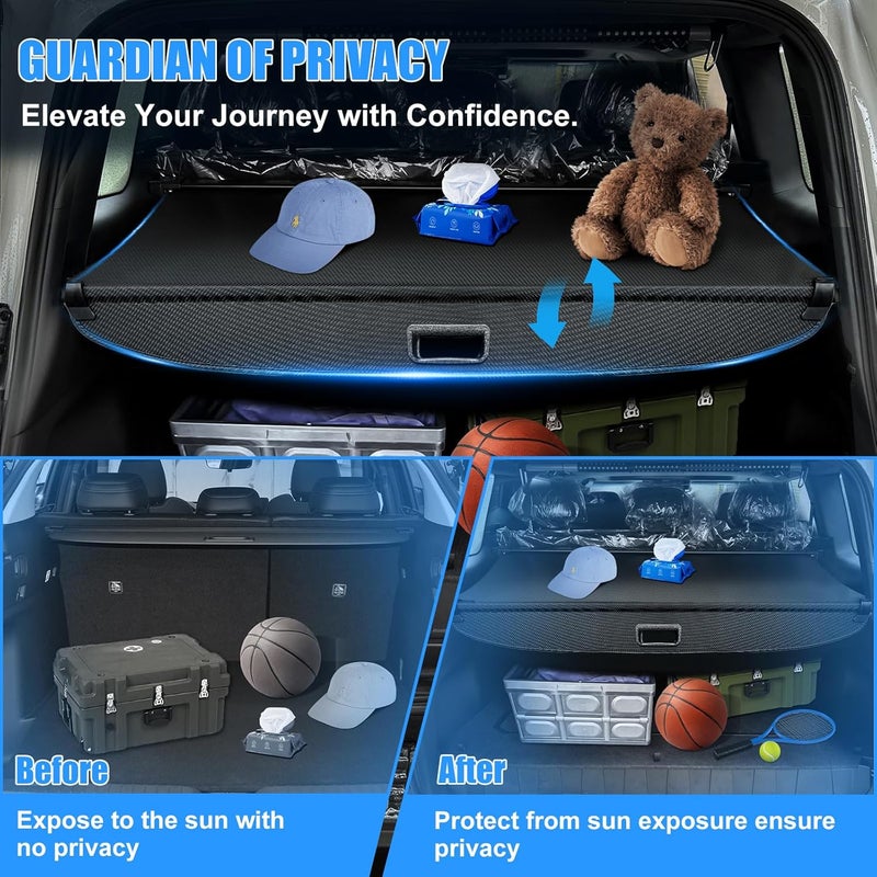AUXKO Retractable Cargo Cover for Lincoln MKX 2018-2016, Trunk Cargo Cover Luggage Security Shade Cover for Lincoln Nautilus 2023-2019 Shielding Shade Anti-Peeping Luggage Privacy Screen, Carbon Fiber - Image 3